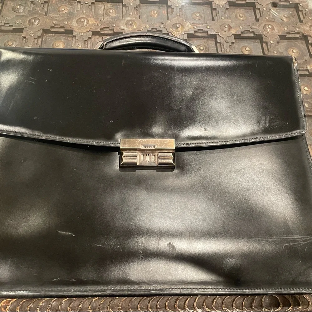 Bally Black Leather Men's Briefcase